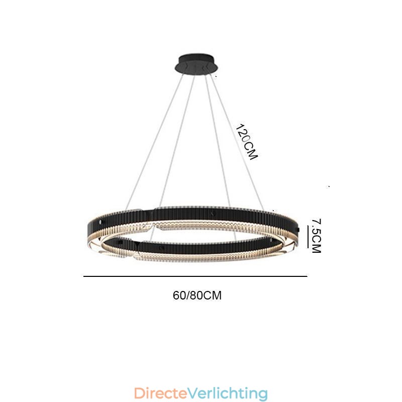 Cirkelvormige hanglamp 60 80CM glazen plafondlamp traploos dimbaar met afstandsbediening