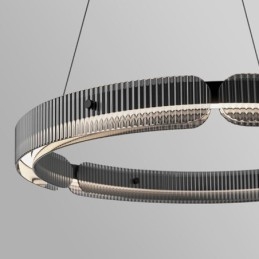 Cirkelvormige hanglamp 60 80CM glazen plafondlamp traploos dimbaar met afstandsbediening