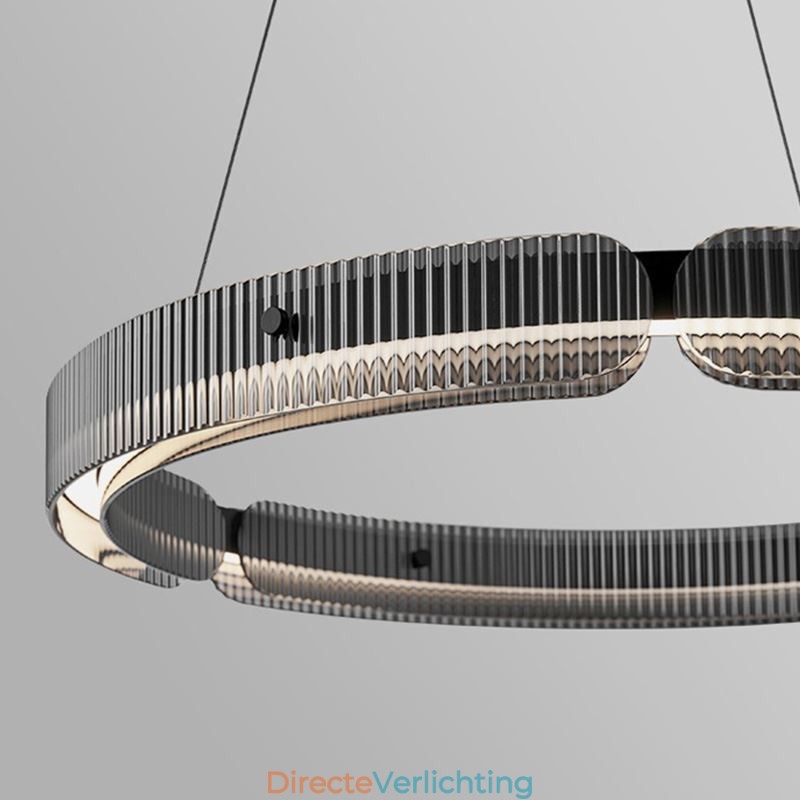 Cirkelvormige hanglamp 60 80CM glazen plafondlamp traploos dimbaar met afstandsbediening