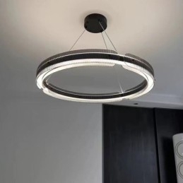 Cirkelvormige hanglamp 60 80CM glazen plafondlamp traploos dimbaar met afstandsbediening