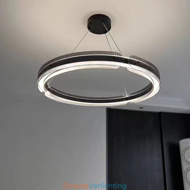 Cirkelvormige hanglamp 60 80CM glazen plafondlamp traploos dimbaar met afstandsbediening