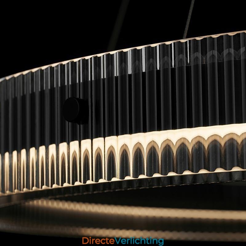 Hanglamp 60+80CM Dubbele Cirkel Glazen Plafondlamp Traploos Dimbaar Met Afstandsbediening