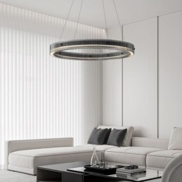 Glazen hanglamp 60 80CM cirkel plafondlamp traploos dimbaar met afstandsbediening