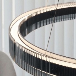 Glazen hanglamp 60 80CM cirkel plafondlamp traploos dimbaar met afstandsbediening