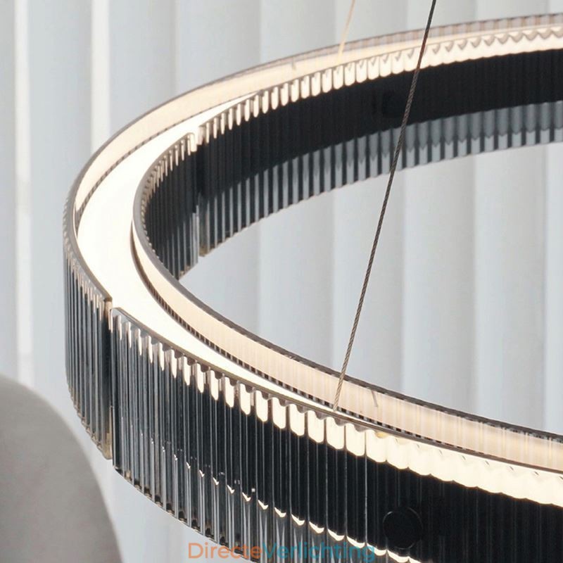 Glazen hanglamp 60 80CM cirkel plafondlamp traploos dimbaar met afstandsbediening