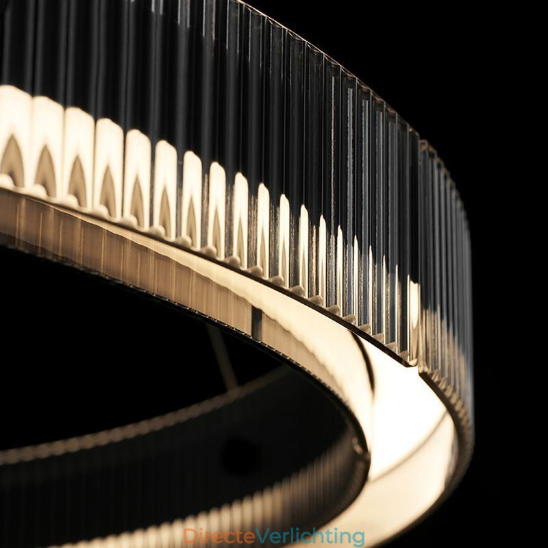 Glazen hanglamp 60 80CM cirkel plafondlamp traploos dimbaar met afstandsbediening