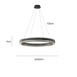 Glazen hanglamp 60 80CM cirkel plafondlamp traploos dimbaar met afstandsbediening