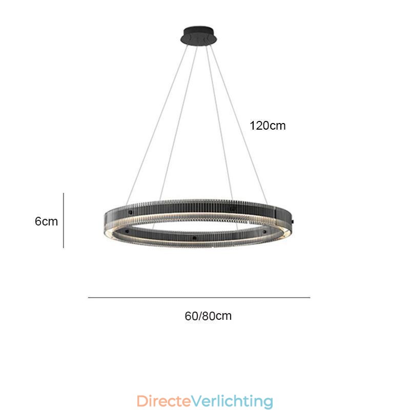 Glazen hanglamp 60 80CM cirkel plafondlamp traploos dimbaar met afstandsbediening