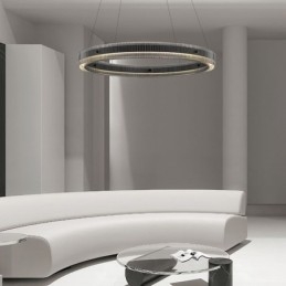Glazen hanglamp 60 80CM cirkel plafondlamp traploos dimbaar met afstandsbediening