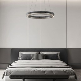 Glazen hanglamp 60 80CM cirkel plafondlamp traploos dimbaar met afstandsbediening