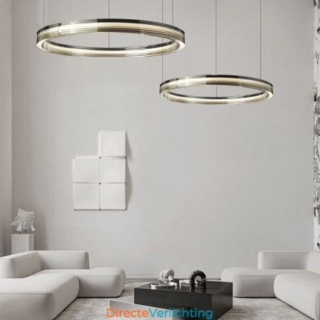 Glazen plafondlamp 60+80CM cirkeldecoratie dubbele cirkel hanglamp trichromatisch dimmen Glazen plafondlamp 60+80CM cirkeldecoratie dubbele cirkel hanglamp trichromatisch dimmen