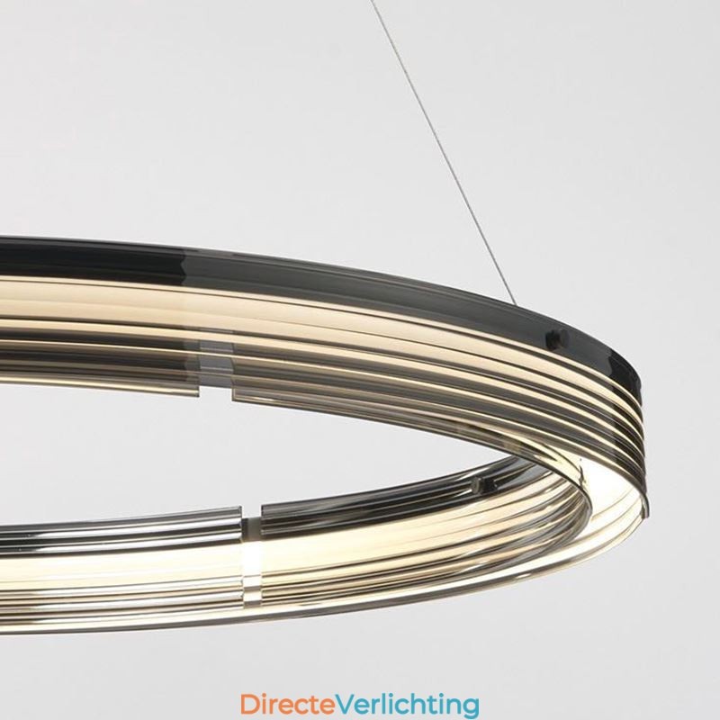 Glazen plafondlamp 60+80CM cirkeldecoratie dubbele cirkel hanglamp trichromatisch dimmen