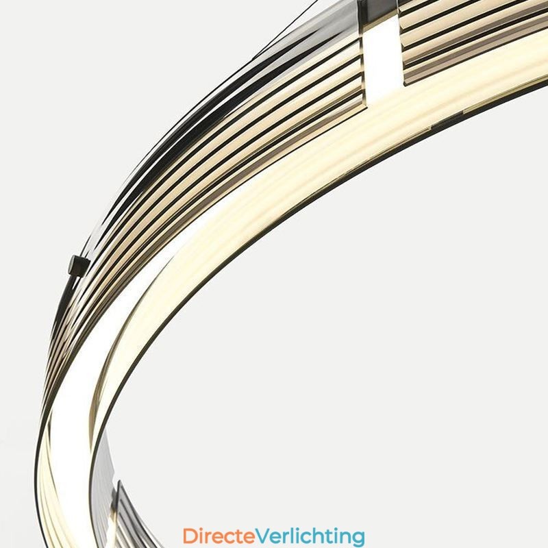 Glazen plafondlamp 60+80CM cirkeldecoratie dubbele cirkel hanglamp trichromatisch dimmen