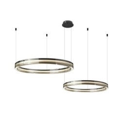 Glazen plafondlamp 60+80CM cirkeldecoratie dubbele cirkel hanglamp trichromatisch dimmen