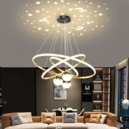 Eenvoudige hanglamp van smeedijzer, siliconen, plafondlamp met drie cirkels