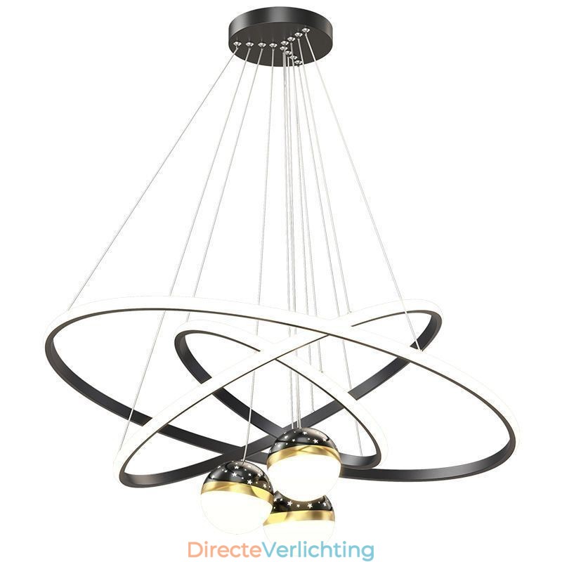 Eenvoudige hanglamp van smeedijzer, siliconen, plafondlamp met drie cirkels