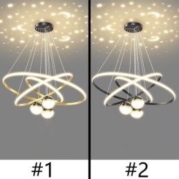 Eenvoudige hanglamp van smeedijzer, siliconen, plafondlamp met drie cirkels