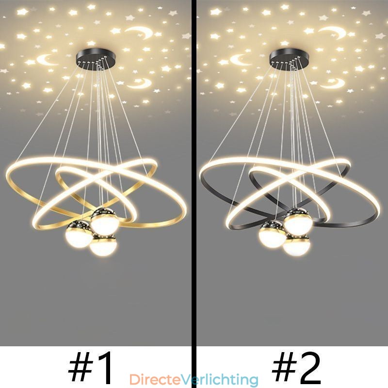Eenvoudige hanglamp van smeedijzer, siliconen, plafondlamp met drie cirkels