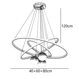 Eenvoudige hanglamp van smeedijzer, siliconen, plafondlamp met drie cirkels