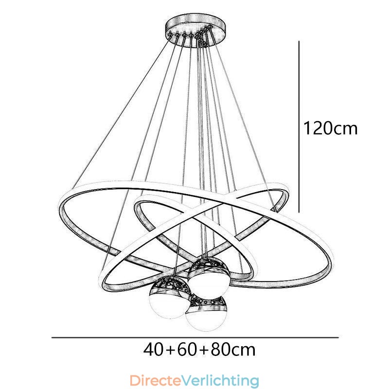 Eenvoudige hanglamp van smeedijzer, siliconen, plafondlamp met drie cirkels