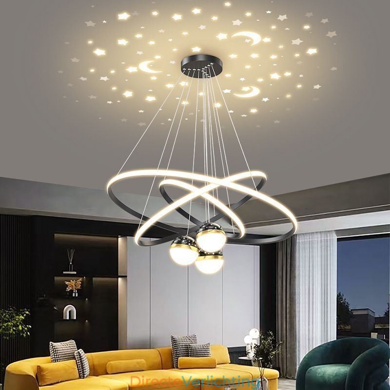 Eenvoudige hanglamp van smeedijzer, siliconen, plafondlamp met drie cirkels