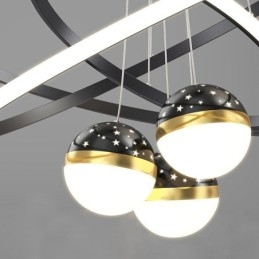 Eenvoudige hanglamp van smeedijzer, siliconen, plafondlamp met drie cirkels