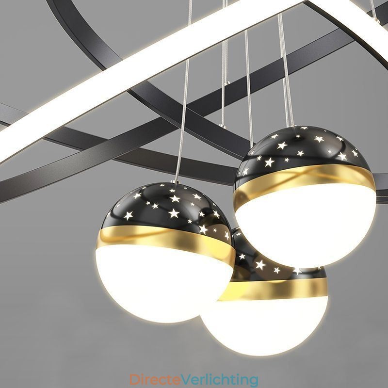 Eenvoudige hanglamp van smeedijzer, siliconen, plafondlamp met drie cirkels