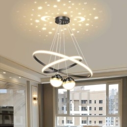 Moderne hanglamp van smeedijzer, siliconen, dubbele cirkelvormige plafondlamp