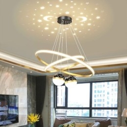 Moderne hanglamp van smeedijzer, siliconen, dubbele cirkelvormige plafondlamp