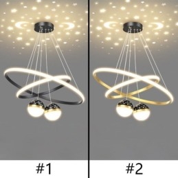 Moderne hanglamp van smeedijzer, siliconen, dubbele cirkelvormige plafondlamp