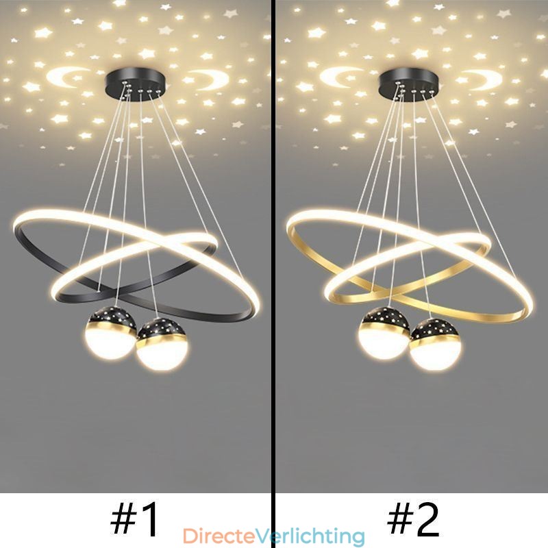 Moderne hanglamp van smeedijzer, siliconen, dubbele cirkelvormige plafondlamp