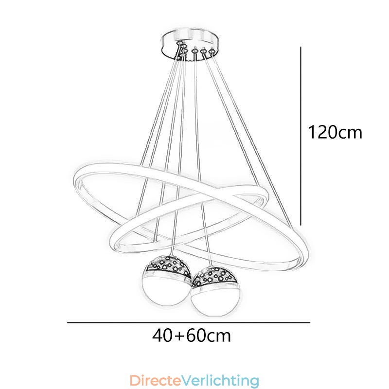 Moderne hanglamp van smeedijzer, siliconen, dubbele cirkelvormige plafondlamp