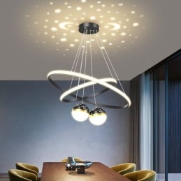 Moderne hanglamp van smeedijzer, siliconen, dubbele cirkelvormige plafondlamp