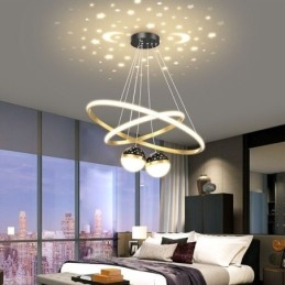 Moderne hanglamp van smeedijzer, siliconen, dubbele cirkelvormige plafondlamp