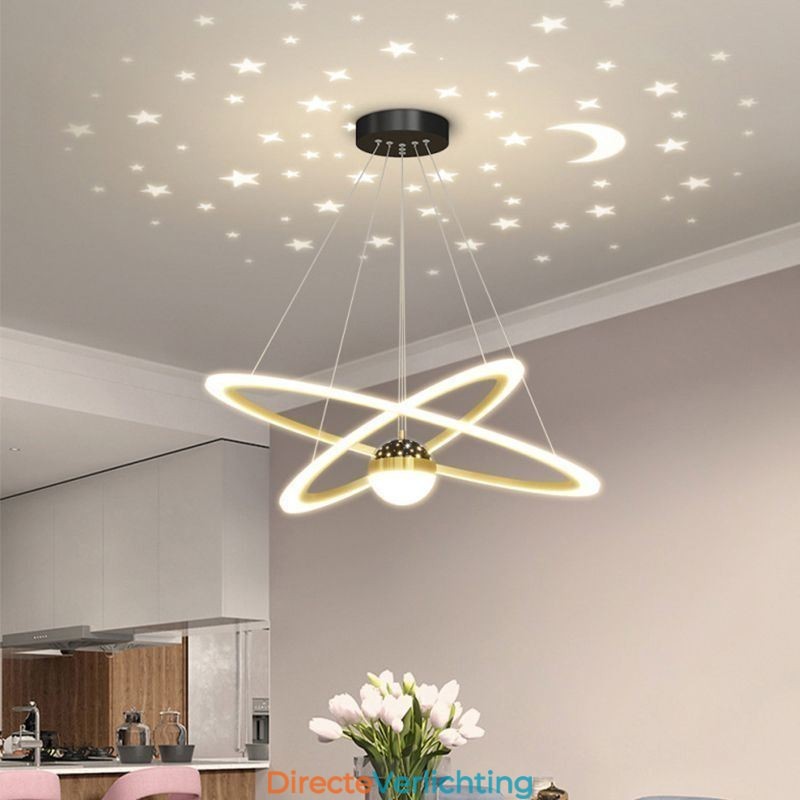Hanglamp Smeedijzer Acryl Sterrenhemel Ring Plafondlamp