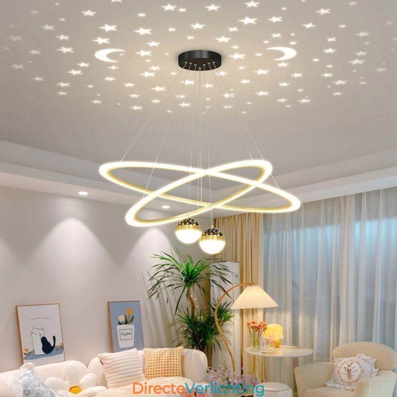 Hanglamp Smeedijzer Acryl Sterrenhemel Ring Plafondlamp