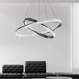 Hanglamp Smeedijzer Acryl Ring Dubbele Cirkel Plafondlamp