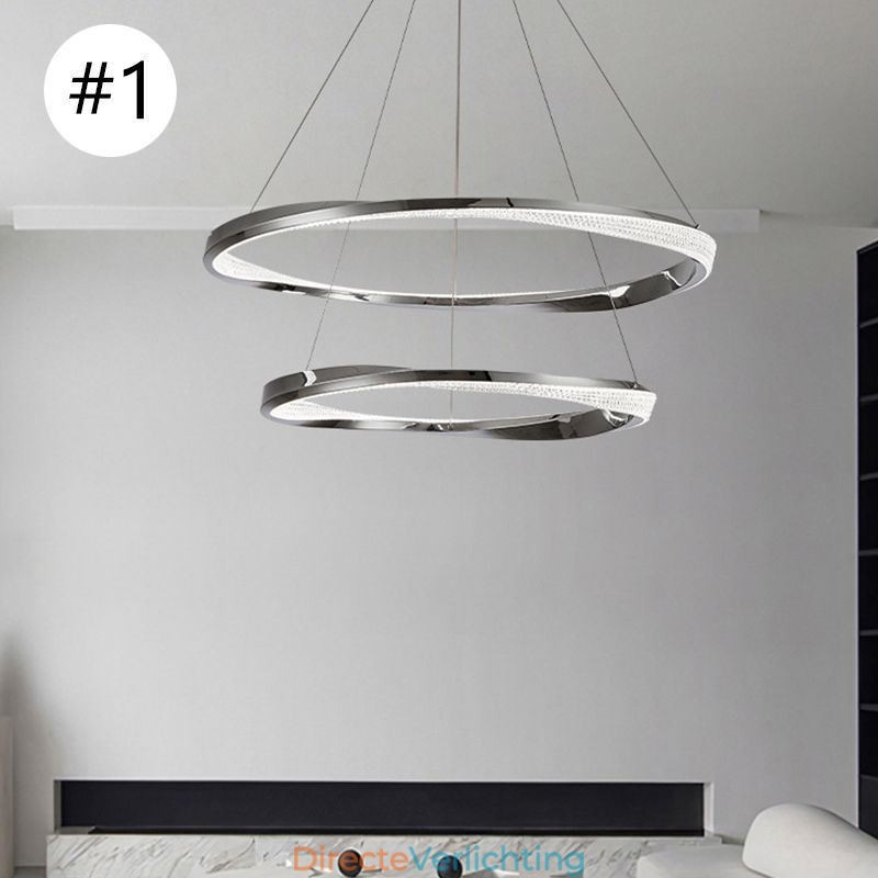 Hanglamp Smeedijzer Acryl Ring Dubbele Cirkel Plafondlamp