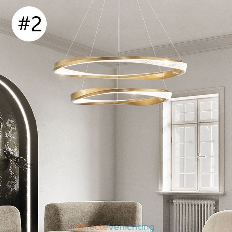 Hanglamp Smeedijzer Acryl Ring Dubbele Cirkel Plafondlamp