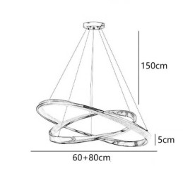 Hanglamp Smeedijzer Acryl Ring Dubbele Cirkel Plafondlamp