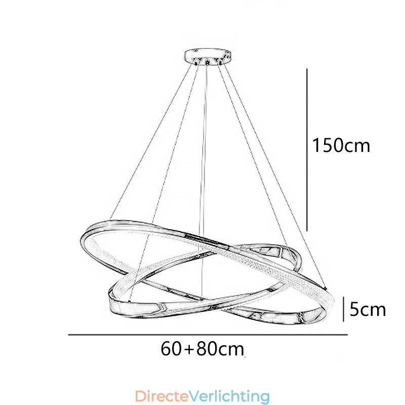 Hanglamp Smeedijzer Acryl Ring Dubbele Cirkel Plafondlamp