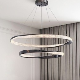 Hanglamp Smeedijzer Acryl Ring Dubbele Cirkel Plafondlamp