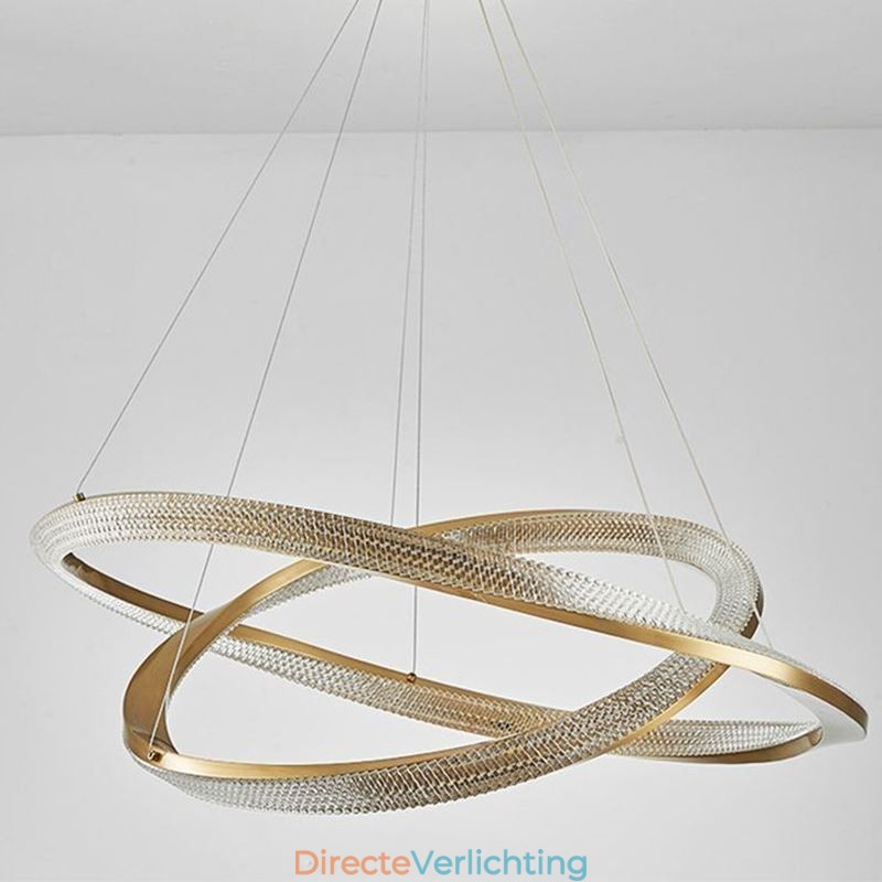 Hanglamp Smeedijzer Acryl Ring Dubbele Cirkel Plafondlamp
