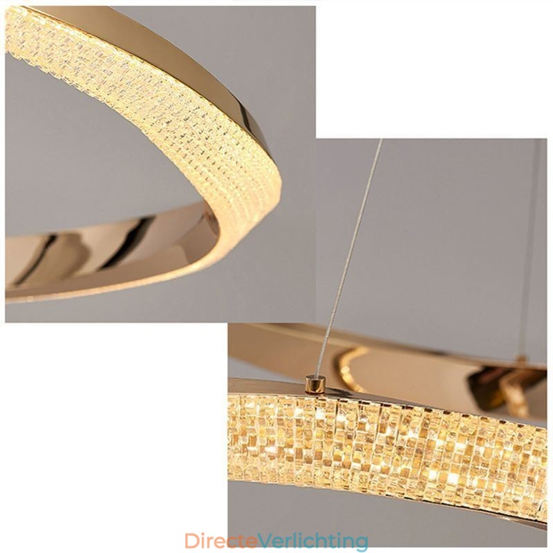 Hanglamp Smeedijzer Acryl Ring Dubbele Cirkel Plafondlamp