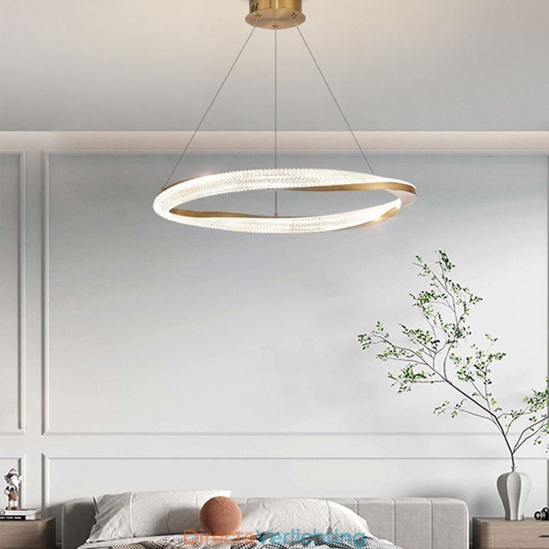 Hanglamp smeedijzeren acryl ring enkele cirkel plafondlamp