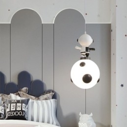 Minimalistische hanglamp van smeedijzer, maanlanding, kleine plafondlamp
