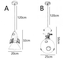 Minimalistische hanglamp van smeedijzer, maanlanding, kleine plafondlamp