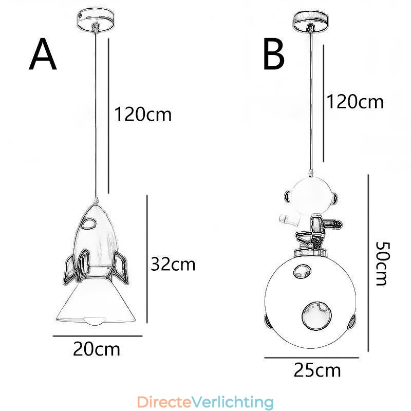 Minimalistische hanglamp van smeedijzer, maanlanding, kleine plafondlamp