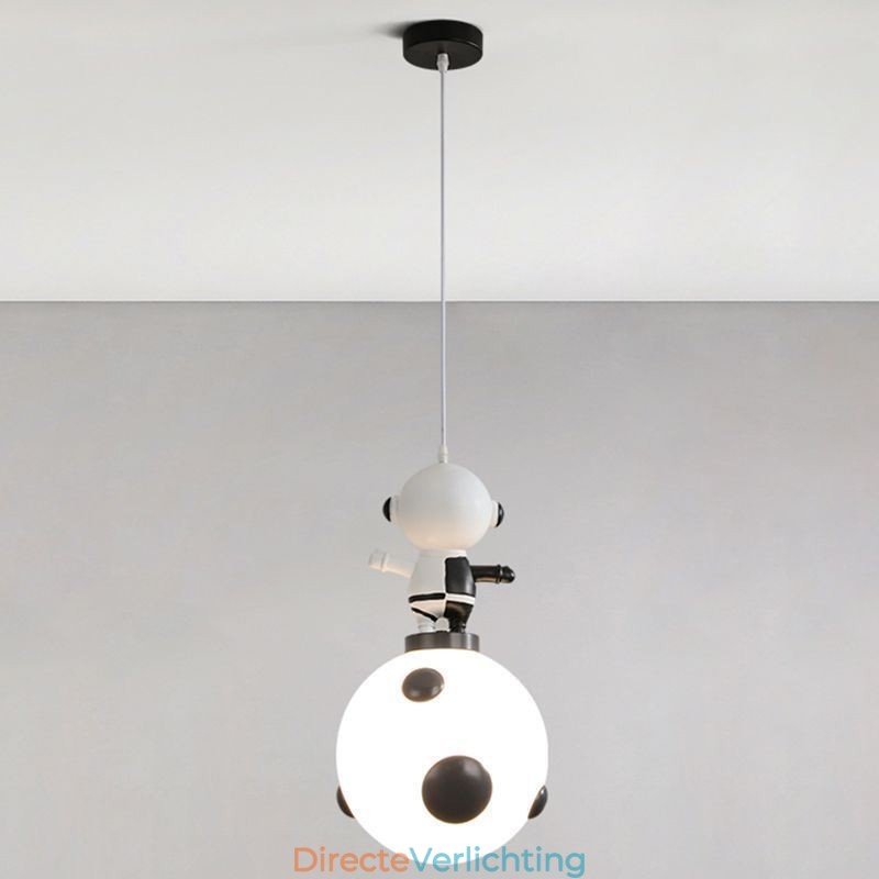 Minimalistische hanglamp van smeedijzer, maanlanding, kleine plafondlamp