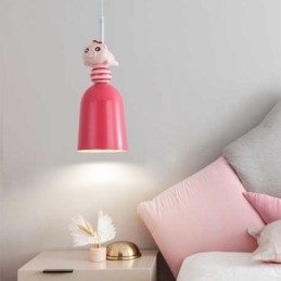Moderne hanglamp van smeedijzer, roze hars, varkensplafondlamp